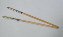 Hashi Para Cabelo Em Madeira - Kit 1 Par - Verde Floral