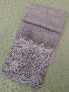 Lenço feminino - Echarpe Violeta com renda - modelo 2 - comprar online