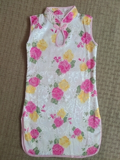 Vestido Infantil em algodão Floral Amarelo e Rosa