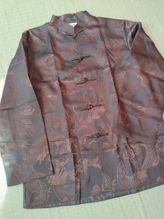 Blusa oriental chinesa Marrom - Manga Longa - comprar online