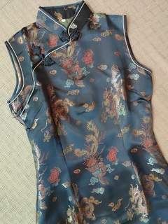 Vestido Longo Preto Dragão e Fênix - Sem manga na internet