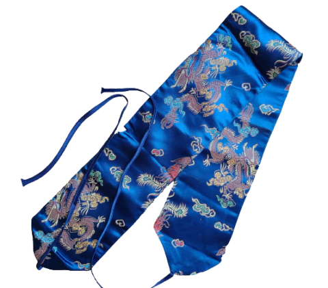 Faixa De Cetim Para Cintura - Bordada Dragão Azul