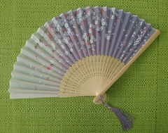 Leque Japonês com flor de Sakura - Lilás