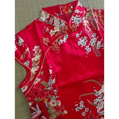 Imagem do Vestido Curto De Cetim Fino Com Flores Fortuna - Vermelho