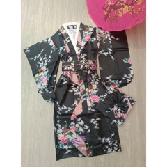 Yukata Feminina Preta Com Estampa De Pavão - Tam Único