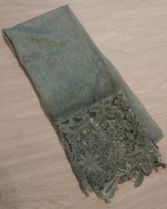 Lenço feminino - Echarpe verde musgo com renda - comprar online