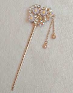 Palito Hashi em metal com brilhantes - modelo 2