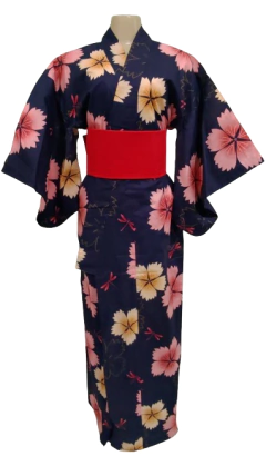 Yukata Algodão Com Estampa Floral Azul - Completo - comprar online