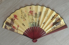 Leque Grande Oriental De Bambu Florido- Modelo 23