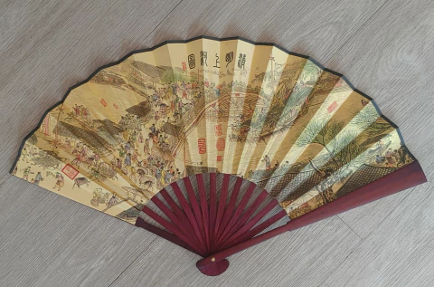 Leque Grande Oriental De Bambu - Paisagem - modelo 23