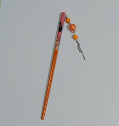 Palito Hashi Oriental Para Cabelo - Laranjado de Bolinha