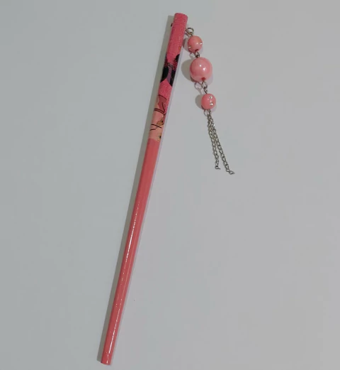 Palito Hashi Oriental Para Cabelo - Rosa de Bolinha