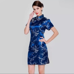 Vestido Curto Com Estampa Flor De Cerejeira - Azul Royal