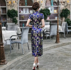 Vestido Oriental Longo Azul Royal Flor da Fortuna na internet