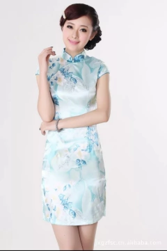 Vestido De Cetim com Flor Azul Turquesa