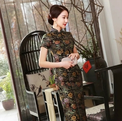 Vestido Longo Com Estampa Imperial - Preto - comprar online