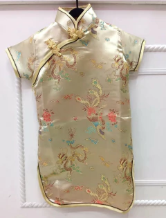 Vestido Infantil Com Estampa De Dragão E Fênix - Dourado - comprar online