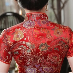Vestido Longo Com Estampa Imperial - Vermelho - loja online