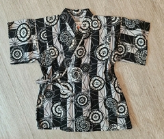 Kimono infantil em algodão Japonês Preto