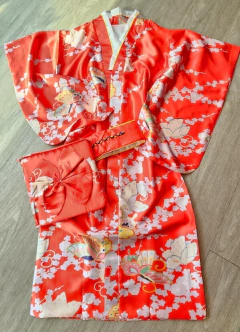 Yukata Feminina adulto Vermelha Floral