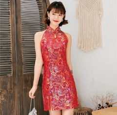 Vestido Curto Oriental Frente Única - Vermelho - comprar online