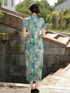 Vestido Longo ( Qpao) Jardim Oriental - Verde na internet