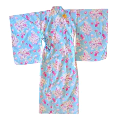 Yukata em Algodão Japonês Azul Águas Marinha