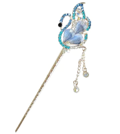 Palito Hashi em metal com brilhantes - modelo 10 - Kimonos Liberdade