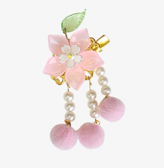 Kanzashi Acessório para cabelo em pedraria com pingente na internet