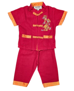 Conjunto Oriental Infantil Vermelho com Dragão - loja online