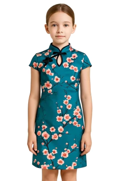 Vestido Verde Esmeralda com sakura - comprar online
