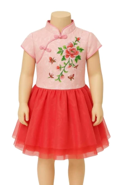 Vestido Infantil Com Estampas De Flores Rosa - comprar online