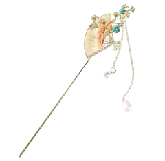 Palito Hashi em metal com brilhantes - modelo 11 - Kimonos Liberdade