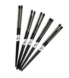 Imagem do Hashi para prender Cabelo - Preto com detalhes em dourado