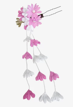 Kanzashi Arranjo De Cabelo Oriental Rosa escuro - Kimonos Liberdade