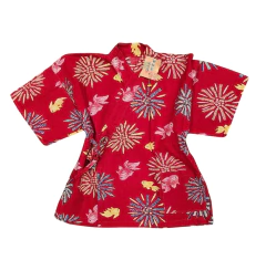 Kimono Infantil em Algodão vermelho Fundo do Mar na internet