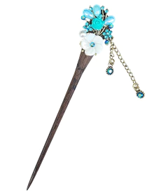 hashi para cabelo madeira com brilhantes - modelo 13 - Kimonos Liberdade