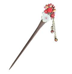hashi para cabelo madeira com brilhantes - modelo 12 - Kimonos Liberdade