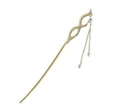 Palito Hashi em metal com brilhantes - modelo 6 - Kimonos Liberdade