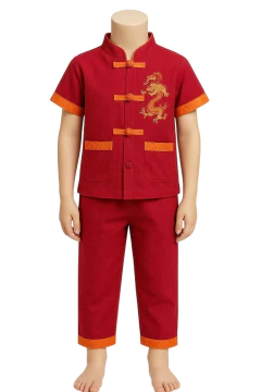 Conjunto Oriental Infantil Vermelho com Dragão - comprar online