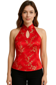 Imagem do Frente única Vermelha com Flor Cerejeira Dourada - Modelo 2