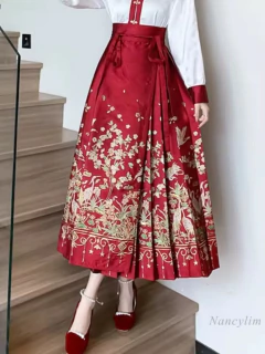 Saia Hanfu Vermelha - comprar online