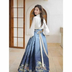 Saia Hanfu Azul - Kimonos Liberdade