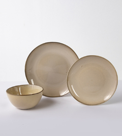 VAJILLA INES BEIGE X 12 PIEZAS
