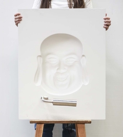 CUADRO DE BUDA FELIZ BLANCO - comprar online