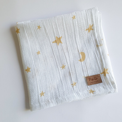 Manta de Gasa de Algodón Estrellas Mostaza - comprar online