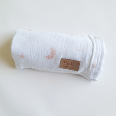 Manta de Gasa de Algodón Estrellas Rosa - P&H Design