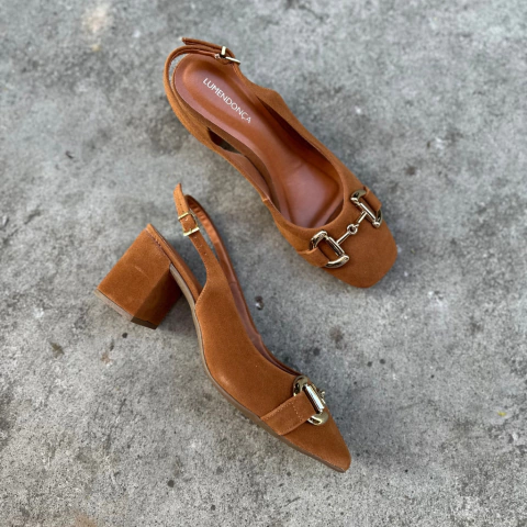 Sling Back Camurça Caramelo - comprar online