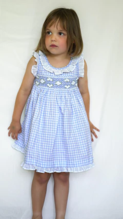 Vestido Belen Cuadrito Celeste - comprar online