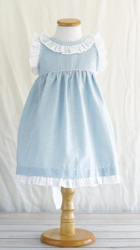 Vestido Sofi Celeste de lino con algodon